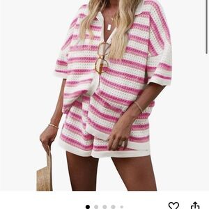 BRAND NEW Pink and White Striped Knit Set